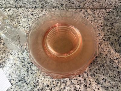 10 pink depression glass luncheon plates