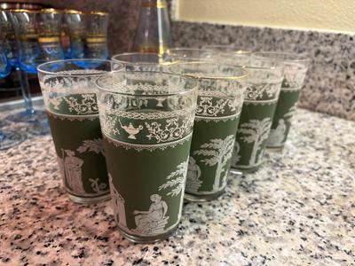 8 Wedgewood Jasperware water glasses