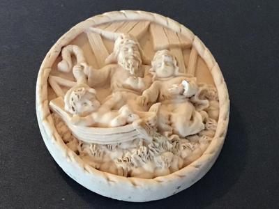 Resin Carved Vintage Nativity Brooch