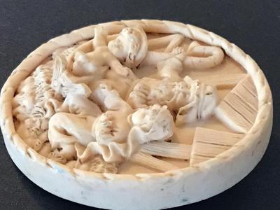 Resin Carved Vintage Nativity Brooch