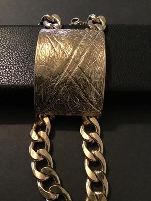 Gold atone Wide Link Fashion Bracelet
