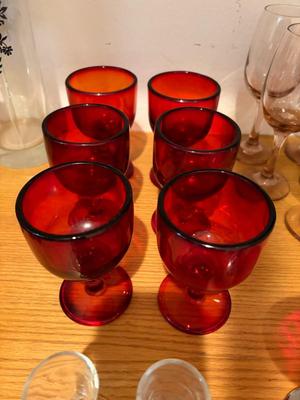 6 Hoffman House ruby red goblets