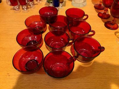 10 Anchor Hocking Royal Ruby punch cups