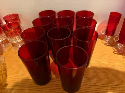 11 ruby red water glasses