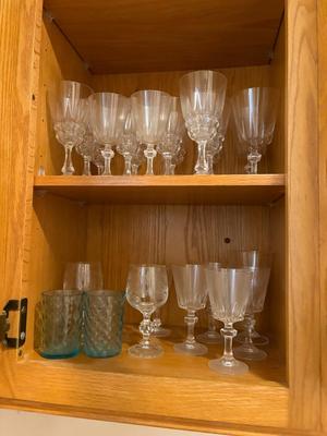 4 cupboards full of glassware