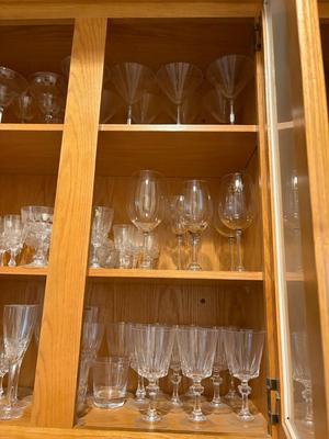 4 cupboards full of glassware