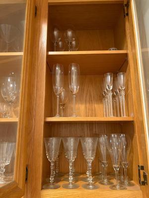 4 cupboards full of glassware