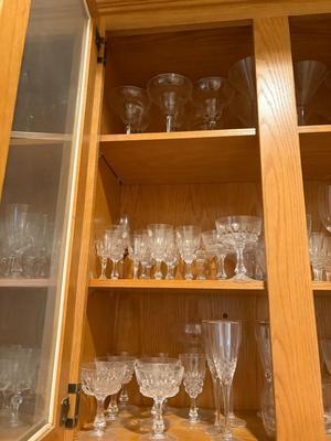 4 cupboards full of glassware