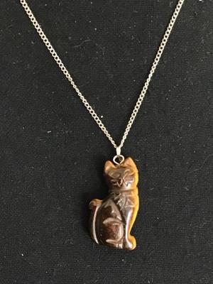 Carved Tigers Eye Pendant Necklace