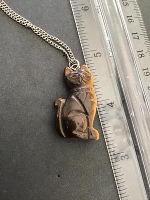 Carved Tigers Eye Pendant Necklace