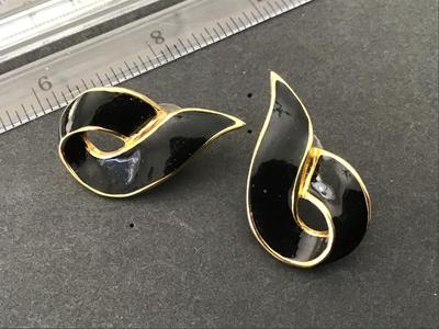 Vintage Black Enamel Earrings