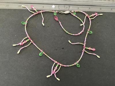 Pink Crystal Beaded Necklace