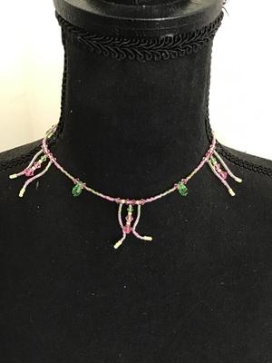 Pink Crystal Beaded Necklace