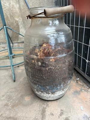 Vintage butter churn glass jar