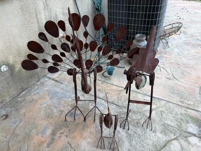 3 metal yard decorations