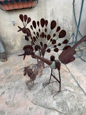 3 metal yard decorations