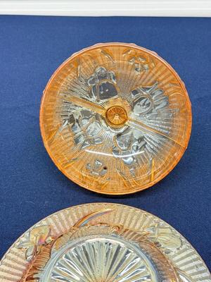 Antique Early 1900s Carnival Glass Covered Butter Dish – Marigold Iridescent Dom