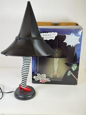 LOT 37: Wizard of Oz Wicket Witch of the East Leg Lamp w/ Box (works!)