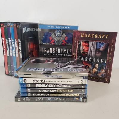 LOT 59: Assortment of Blu-Rays & DVDs Mostly Sealed-Transformers, Robo Cop, Planet of the Apes & More