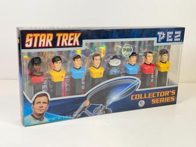 LOT 62: Star Trek Masterpiece Edition The Captains Series Captain James T Kirk Action Figure NRFB, Pez Collectible Set, Star Trek Magazines