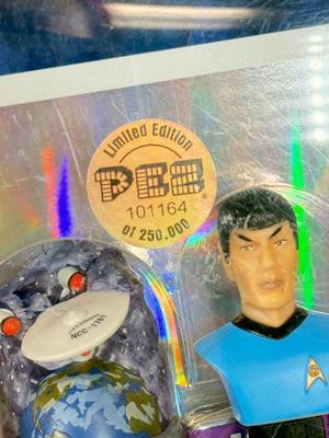 LOT 62: Star Trek Masterpiece Edition The Captains Series Captain James T Kirk Action Figure NRFB, Pez Collectible Set, Star Trek Magazines