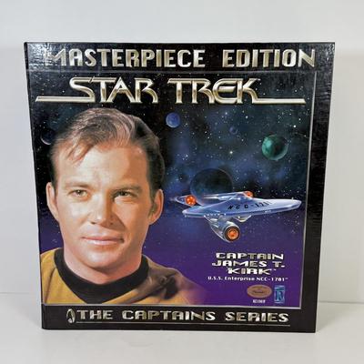 LOT 62: Star Trek Masterpiece Edition The Captains Series Captain James T Kirk Action Figure NRFB, Pez Collectible Set, Star Trek Magazines