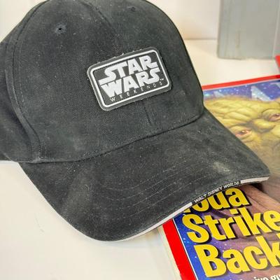 LOT 64: Star Wars Special Edition Original Trilogy on VHS & DVD, Disney World Star Wars Weekends Hats, Boba Fett & Chewie Mugs