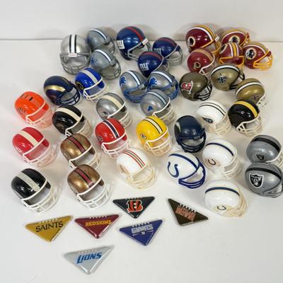 LOT 65: Sports Memorabilia Collection: Slim Jim Glass Mugs, Avon Stein, Riddell Mini Helmets & More