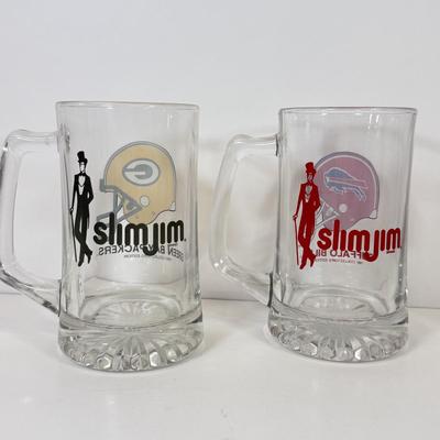LOT 65: Sports Memorabilia Collection: Slim Jim Glass Mugs, Avon Stein, Riddell Mini Helmets & More