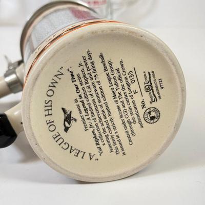 LOT 65: Sports Memorabilia Collection: Slim Jim Glass Mugs, Avon Stein, Riddell Mini Helmets & More