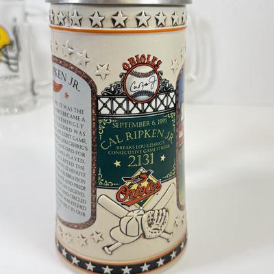 LOT 65: Sports Memorabilia Collection: Slim Jim Glass Mugs, Avon Stein, Riddell Mini Helmets & More