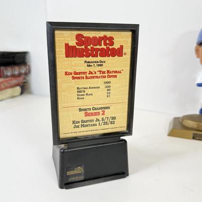 LOT 65: Sports Memorabilia Collection: Slim Jim Glass Mugs, Avon Stein, Riddell Mini Helmets & More