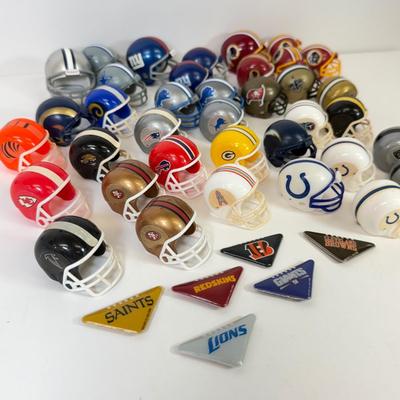 LOT 65: Sports Memorabilia Collection: Slim Jim Glass Mugs, Avon Stein, Riddell Mini Helmets & More