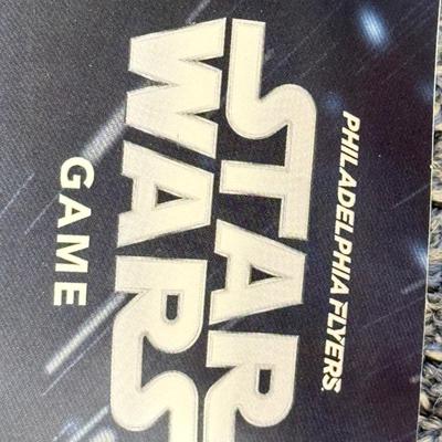 LOT 67: NHL Philadelphia Flyers Star Wars Poster, Eagles Card Plaque, McDonald's Bobble Heads, Riddel Players Inc Mini Helmet,...