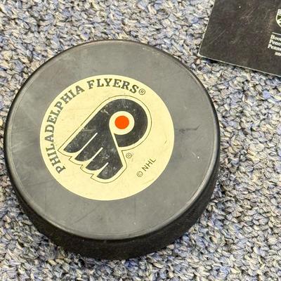 LOT 67: NHL Philadelphia Flyers Star Wars Poster, Eagles Card Plaque, McDonald's Bobble Heads, Riddel Players Inc Mini Helmet,...