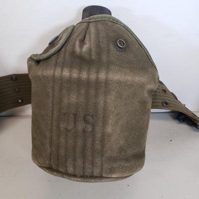 LOT 80: Vintage Military Gear-Field Belt, Cartridge Belt, First Aid Pouch, Helmet