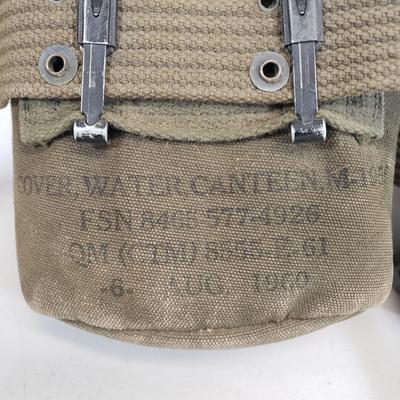 LOT 80: Vintage Military Gear-Field Belt, Cartridge Belt, First Aid Pouch, Helmet