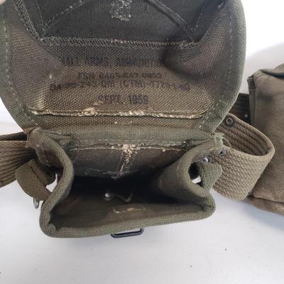 LOT 80: Vintage Military Gear-Field Belt, Cartridge Belt, First Aid Pouch, Helmet