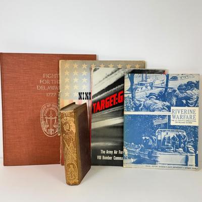 LOT 96: Antique & Vintage Books: Target: Germany, Patriot Boy, Riverine Warfare, Fight for the Delaware 1777 & More