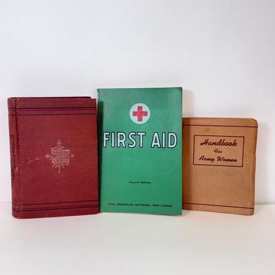 LOT 97: 1890 Physician Life of a Woman, Handbook for Army Women & Vintage Red Cross First Aid Book