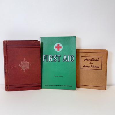 LOT 97: 1890 Physician Life of a Woman, Handbook for Army Women & Vintage Red Cross First Aid Book