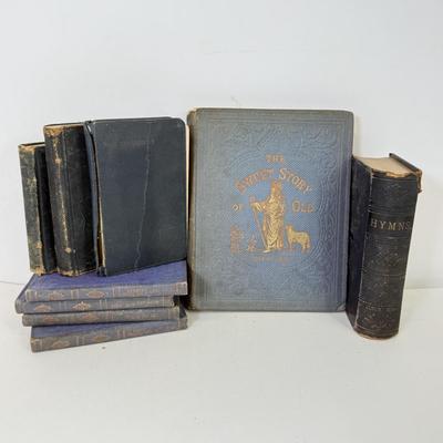 LOT 100: 1849 Hymn Book, 1876 Dictionary, 1860 Sweet Story of Old & More