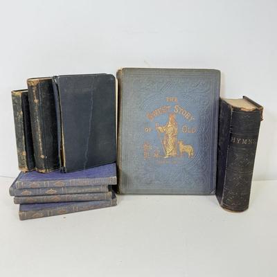 LOT 100: 1849 Hymn Book, 1876 Dictionary, 1860 Sweet Story of Old & More