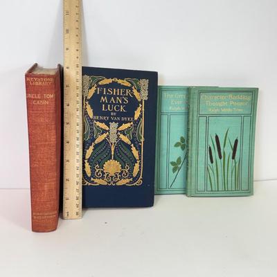 LOT 101: Antique Books: 1923 Fisher Man's Luck, 1900 The Greatest Thing Ever Known & Character Building Thought Pointer, Antique...