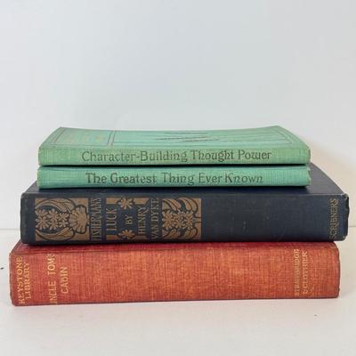 LOT 101: Antique Books: 1923 Fisher Man's Luck, 1900 The Greatest Thing Ever Known & Character Building Thought Pointer, Antique...