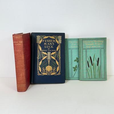 LOT 101: Antique Books: 1923 Fisher Man's Luck, 1900 The Greatest Thing Ever Known & Character Building Thought Pointer, Antique...