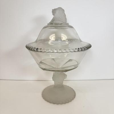 LOT 102: Antique EAPG Frosted Lion Compote circa 1877