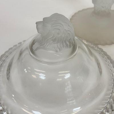 LOT 102: Antique EAPG Frosted Lion Compote circa 1877