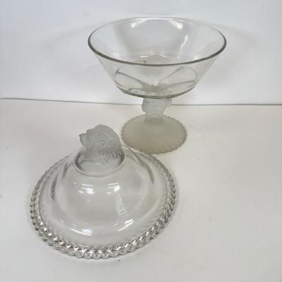 LOT 102: Antique EAPG Frosted Lion Compote circa 1877