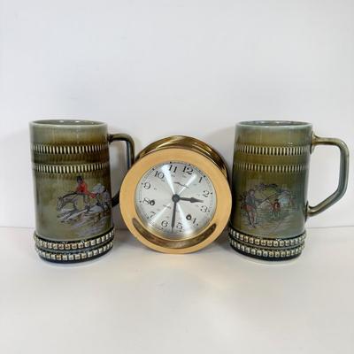 LOT 103: Airguide Brass Ships Bell & Pair of Irish Porcelain Ceramic Steins